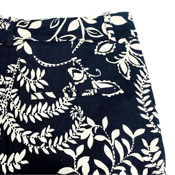 ZARA Printed Ankle Pants | Black Cream Tropical Floral | 97% Cotton Stretch | 2 - Picture 8 of 14
